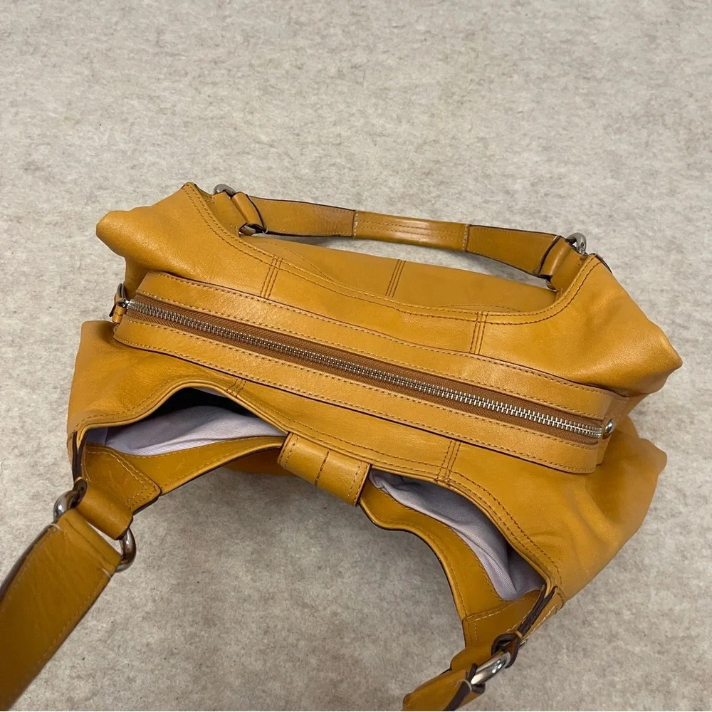 Coach Soho Lynn Y2K 2000s Mustard Yellow Silver Hardware Hobo Shoulder Bag Purse